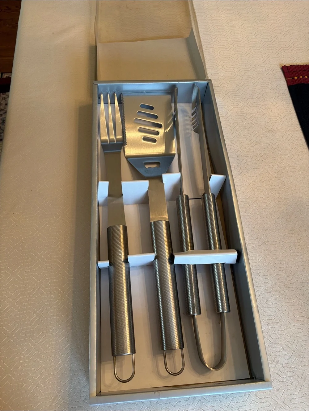NWOT Crate&Barrel Stainless Steel BBQ Tool Set -3 piece